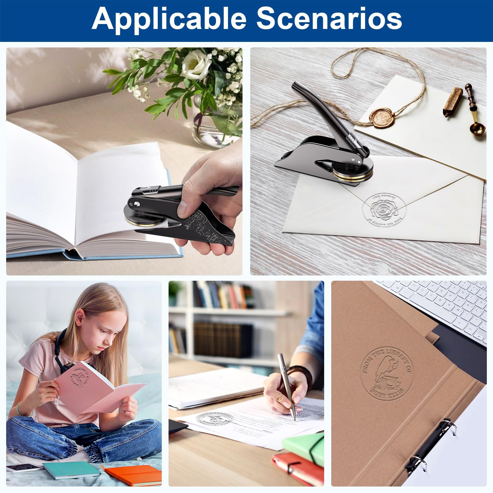 wholesale hand embossing stamp business metal personalized stamp embossed stamp press