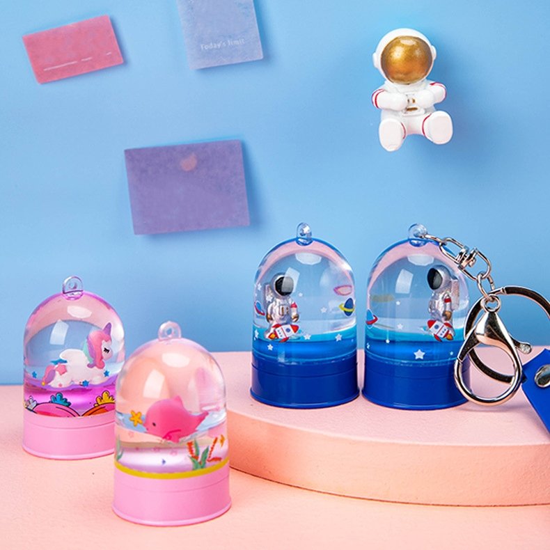 Cute Cartoon Children Flash Toy Stamp Water World Stamps With Key Chain Kids Name Stamp