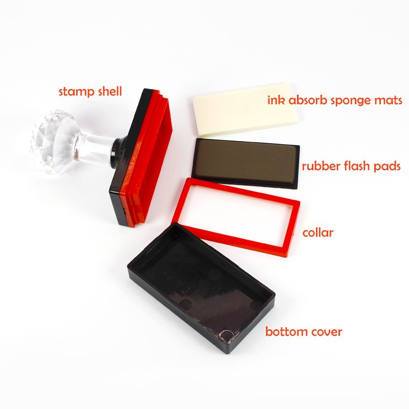Wholesale High Quality Square Flash Stamp Material Crystal Handle Self-inking Stamp Material