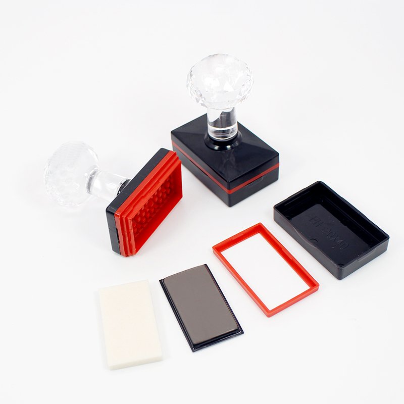 Customized Logo Name Signature HB Pre Inked Stamp Holder Crystal Handle Photosensitive Flash Stamp Mount With 7mm Foam Ink Pad