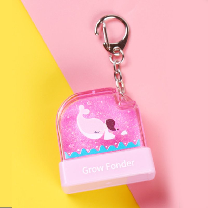 New Designed Blue Pink Purple Yellow Quick Sand Flash Toy Stamp Water World Stamps with Key Chain