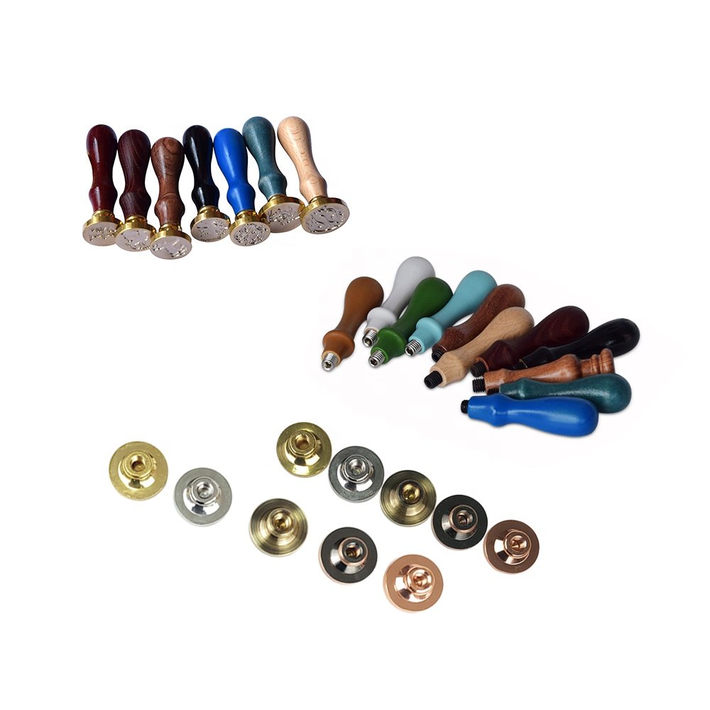 Featured wood handle custom wax stamps blank material muti sizes shape and colors