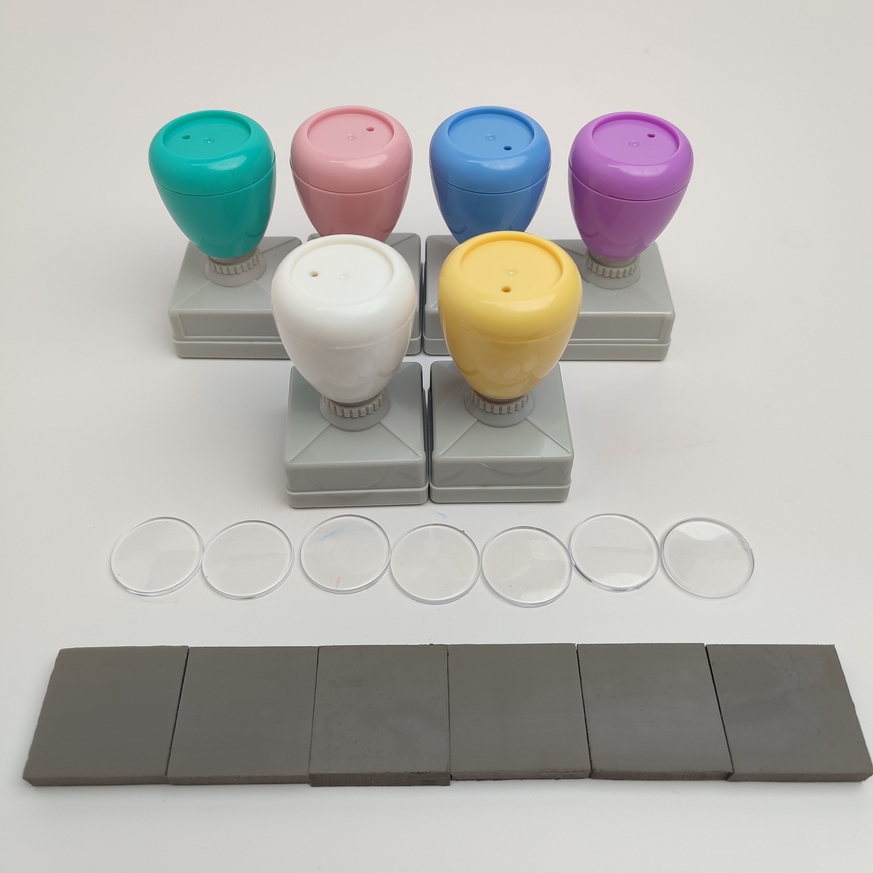 Manufacturing Personalized Square3030 Pastel Colors Stamp Sello Pre Inked Teacher Custom Logo Flash Stamp