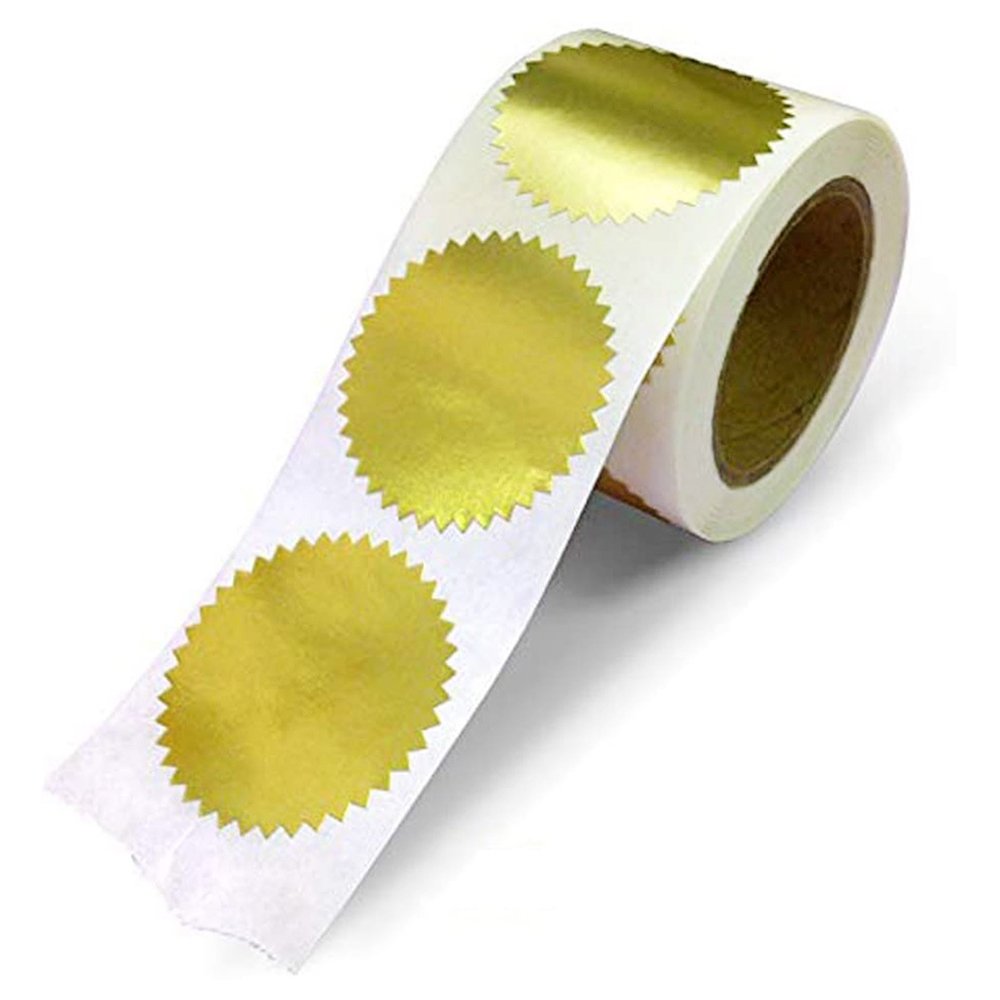 Custom Gold Metallic Certificate Sealing Labels Awards Legal Gold Foil Embossing Wafers 3D Metal Embossing Stickers