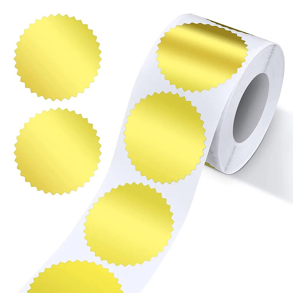 Custom Gold Metallic Certificate Sealing Labels Awards Legal Gold Foil Embossing Wafers 3D Metal Embossing Stickers