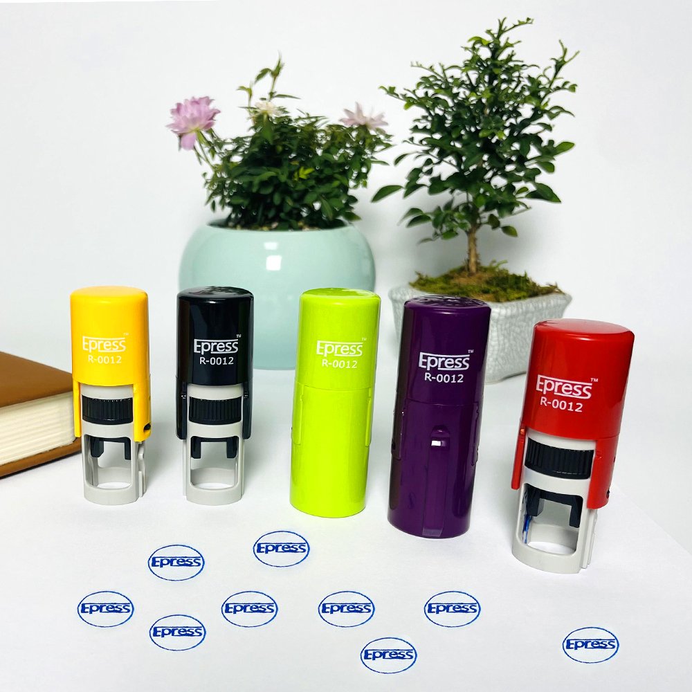 Mini Cute Pocket Stamps 12 mm Round Personal Logo Seal Self Inking Stamp Office Use Custom "QC" Seal Pocket Stamps