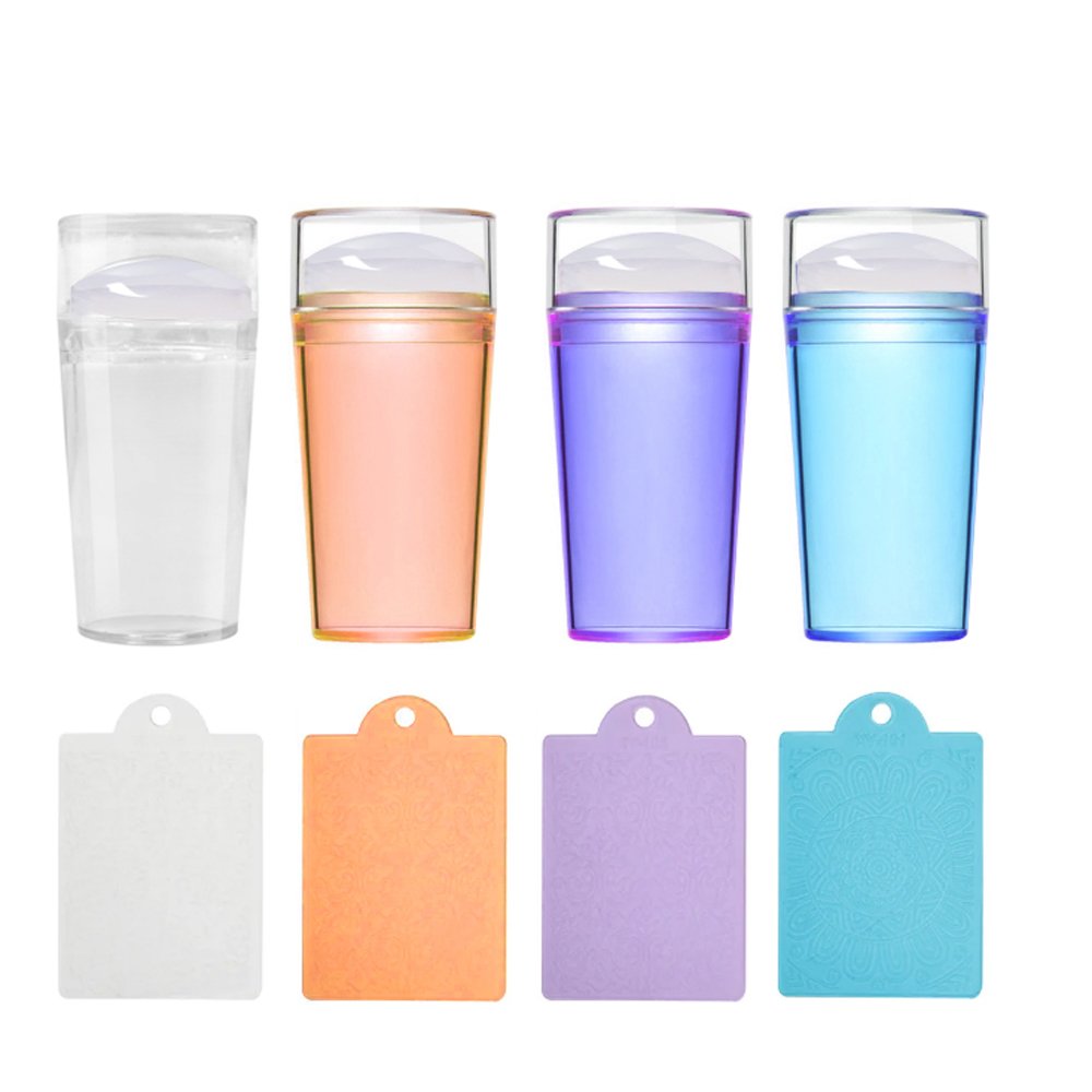 2.8cm Jelly Silicone Head Stamp French Nails Art Stamping Tool Manicuring Polish Stencil Kit with Nail Stamper Scraper