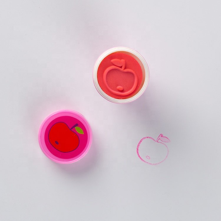 Promotion gift quality round shape plastic toy stamp for kids craft