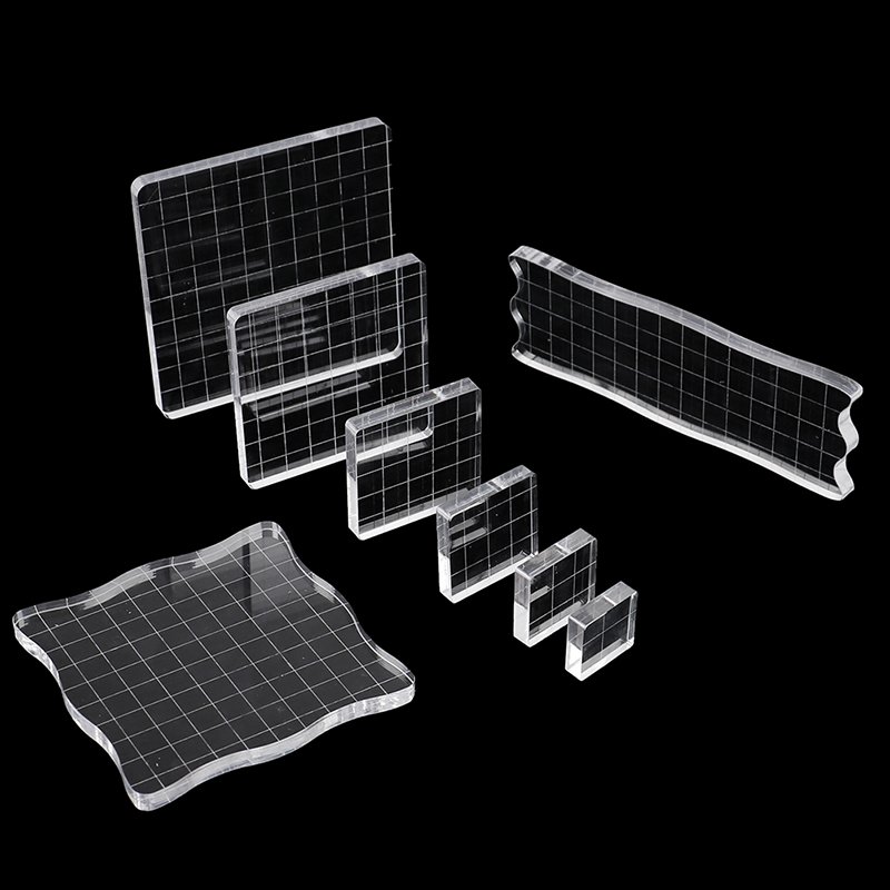 customized shape transparent clear Acrylic Stamp Block Clear Decoration Stamps Tools Set with Grid Lines