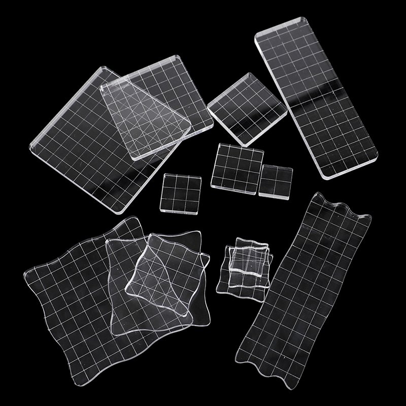 customized shape transparent clear Acrylic Stamp Block Clear Decoration Stamps Tools Set with Grid Lines
