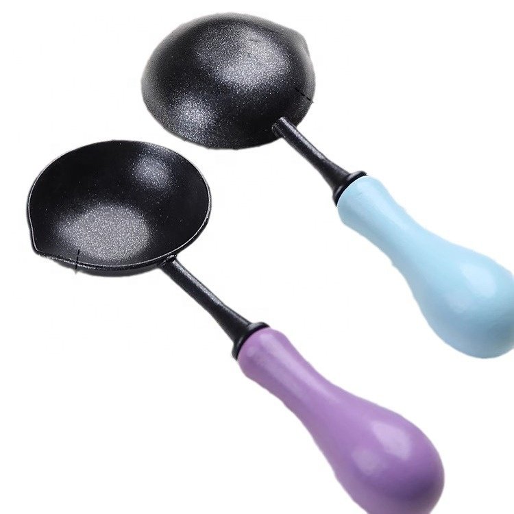 Black double mouth spoon Heat-Resistant Aromatherapy White Wax Seal Craft Supplies Handmade Wax Seal Spoons Lacquer Spoon