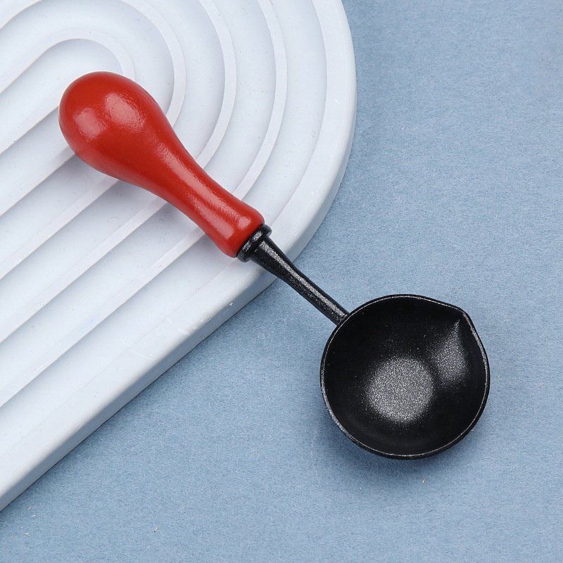 Black double mouth spoon Heat-Resistant Aromatherapy White Wax Seal Craft Supplies Handmade Wax Seal Spoons Lacquer Spoon