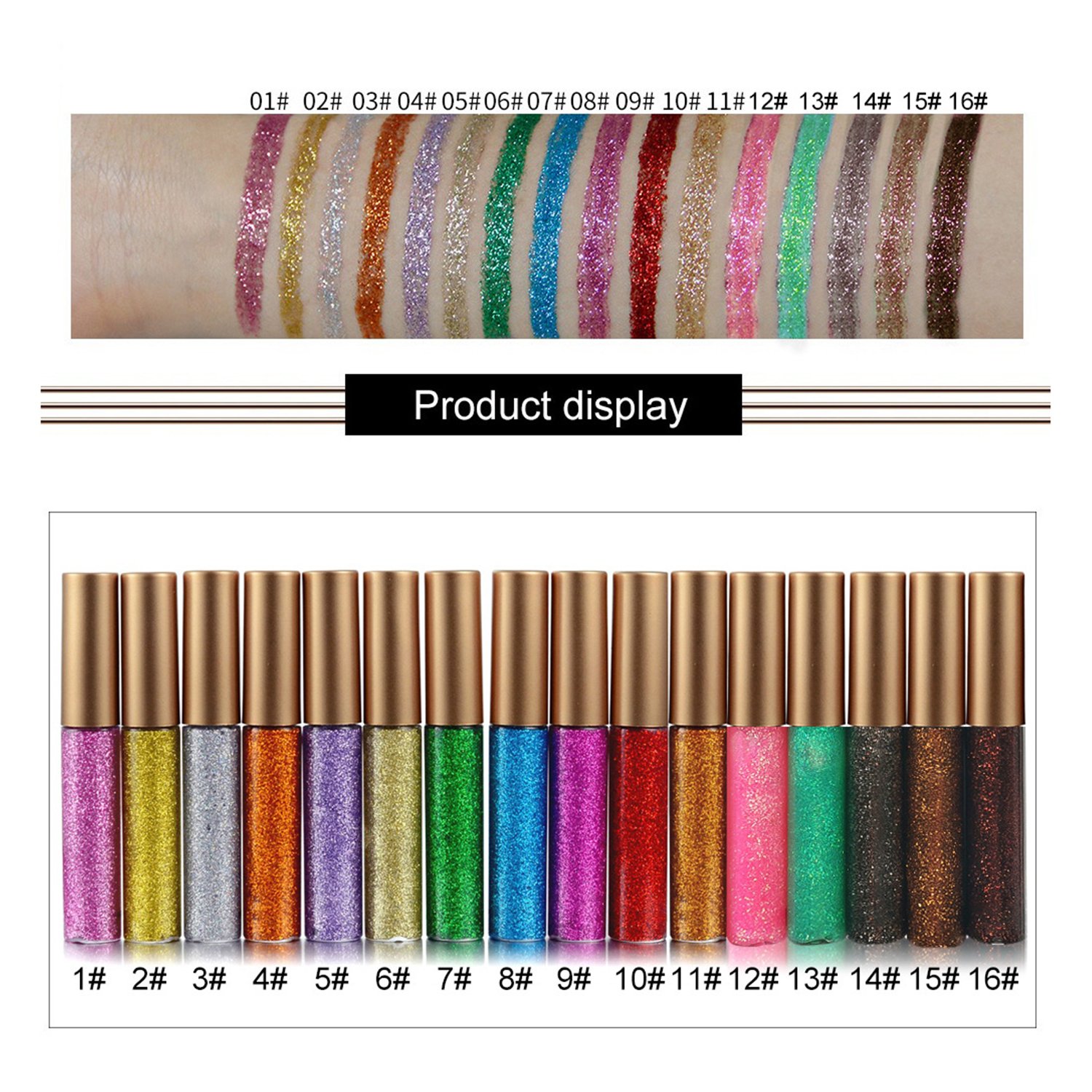 no logo custom private label waterproof liquid glitter eyeliner pencil eye liner glitter