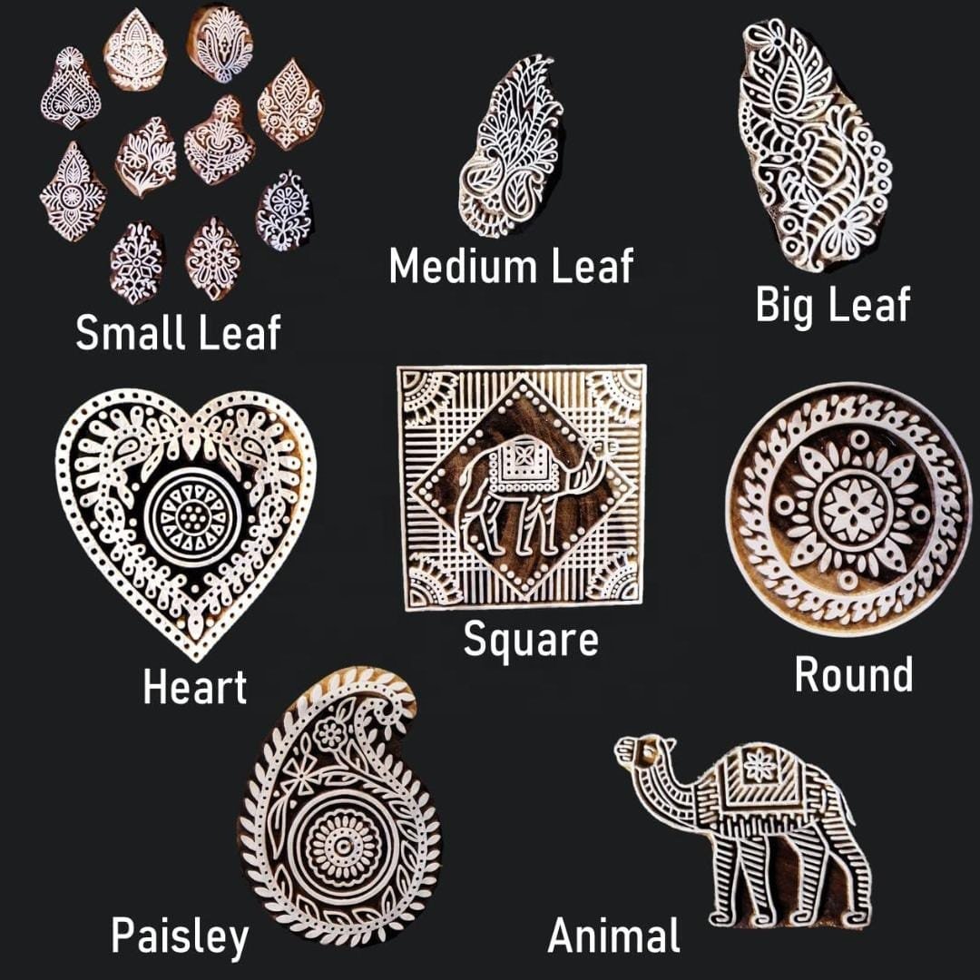 New Arrival 4 Inches Wooden Blocks Printing Henna Craft Paper Stamp Fabric Textile Printing Block Wood Carved Printing Stamps
