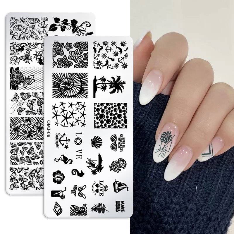 Nail Art Templates Stamping Plate Design Flower leaf Butterfly Christmas Lace Stamp Templates Plates Image Manicure Accessories