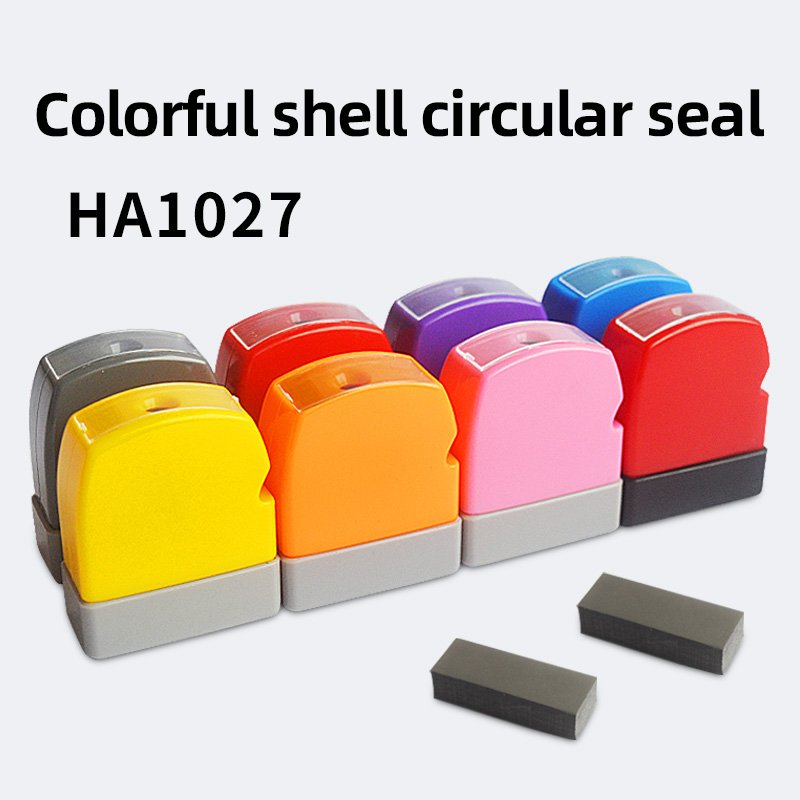 HA1027 Self-Inking Stamp Circular Imprint Plastic Ink Pad for Office Use