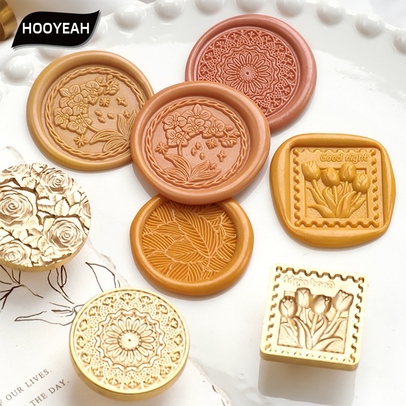 European retro floral series stamps/irregular frosted relief/solid brass carving/gift packaging DIY decoration/wholesale