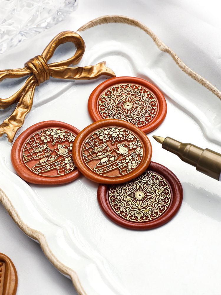 European retro floral series stamps/irregular frosted relief/solid brass carving/gift packaging DIY decoration/wholesale