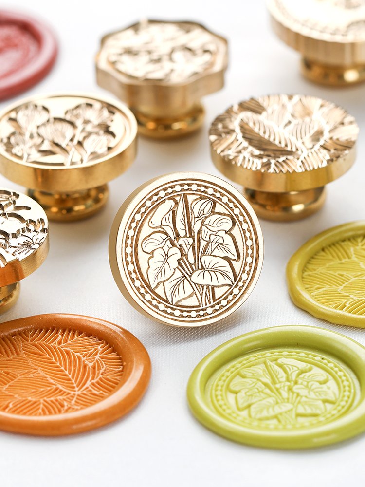 European retro floral series stamps/irregular frosted relief/solid brass carving/gift packaging DIY decoration/wholesale