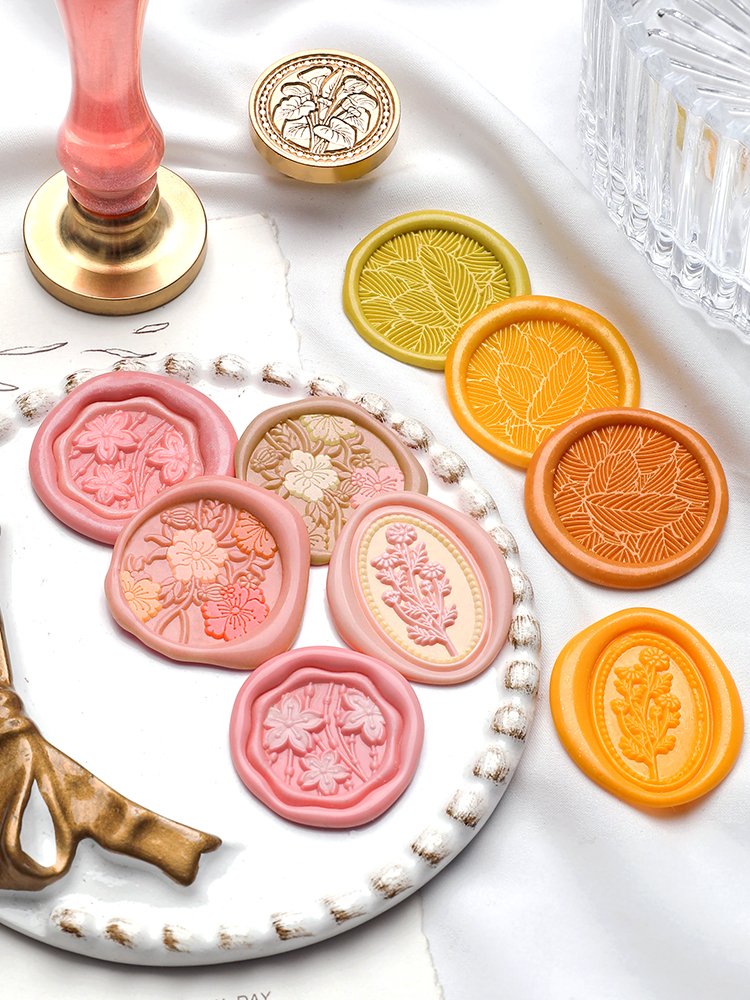 European retro floral series stamps/irregular frosted relief/solid brass carving/gift packaging DIY decoration/wholesale