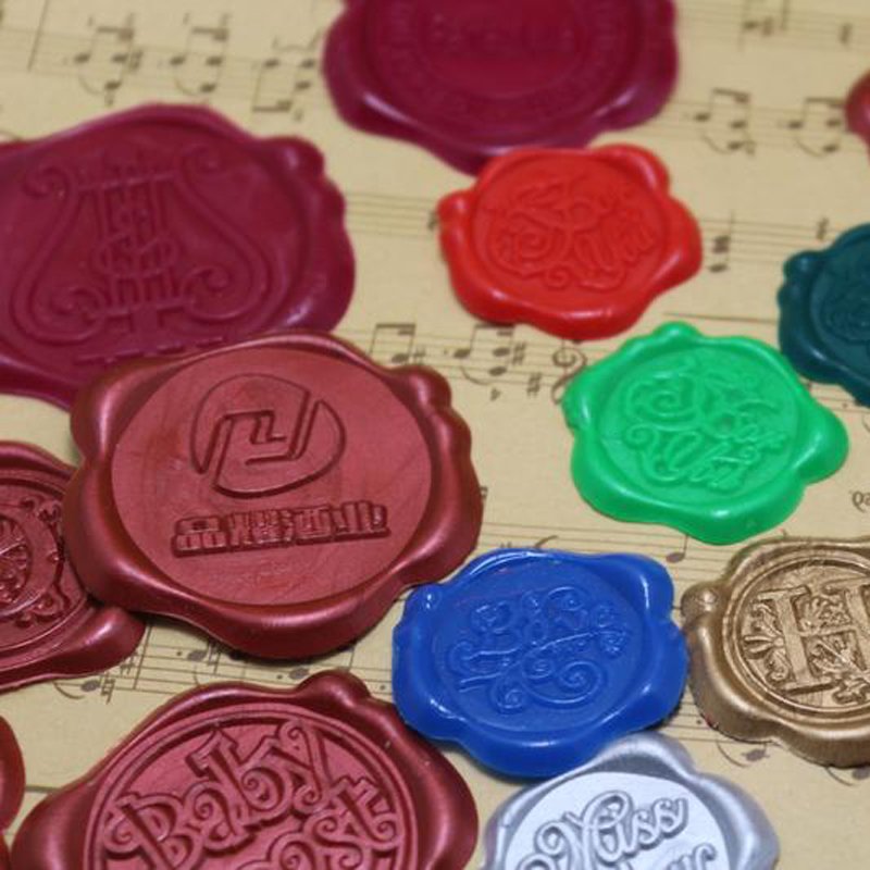 Handmade Custom Logo Peel-Off Wax Seal Stickers DIY Faux Wedding Invitation Design Personalized Office Rubber Ink Paper Stamps