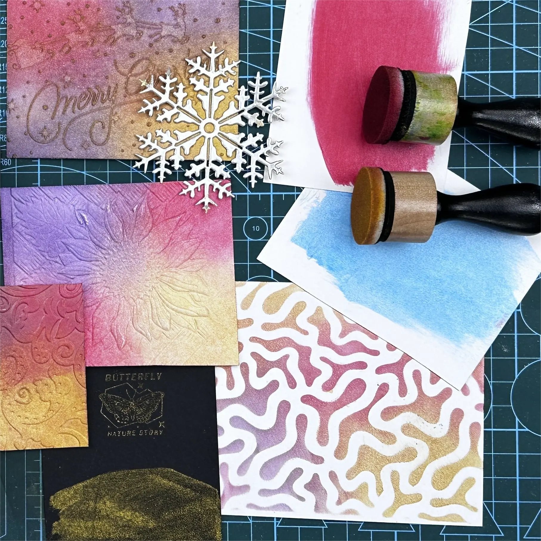Factory OEM Craft Water Based Washable Glitter Shimmer Effect Large Colorful Glitter Ink Stamp Pad For Card Making