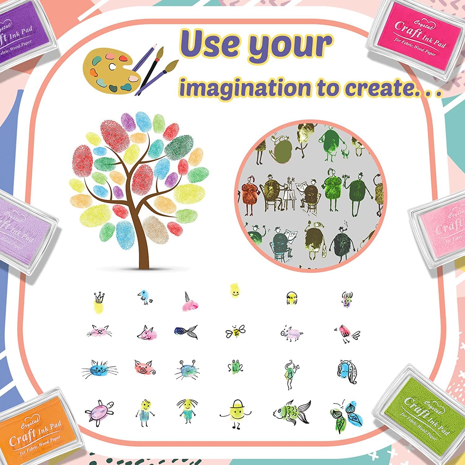 Craft Ink Pad Stamps Partner Finger Ink Pads for Kids, DIY for Rubber Stamps, Paper, Scrapbooking, Wood Fabric
