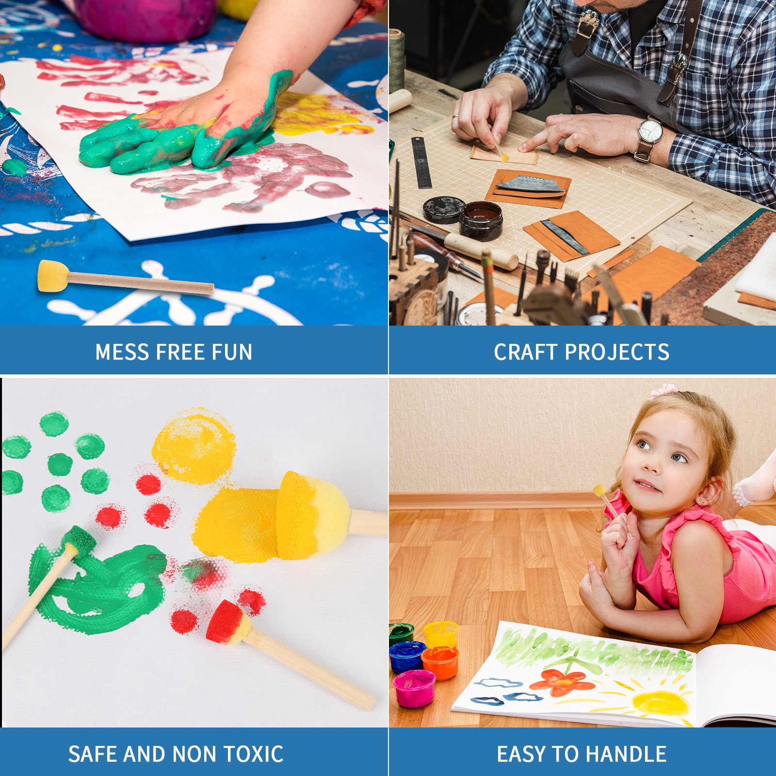 Hot Painting Stationery Kids DIY Paint Sponge Brush Set Round Head Foam Stamp Arts And Crafts Paints Sponge Brushes