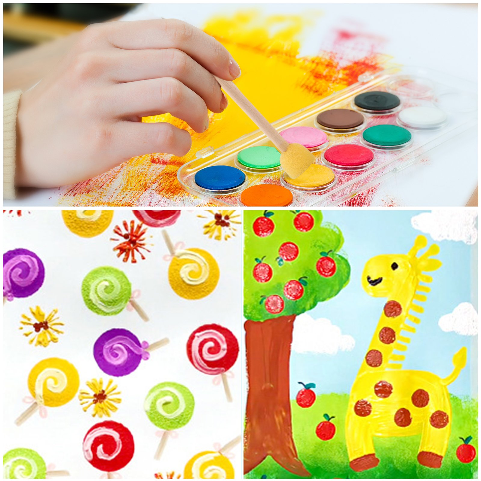 Hot Painting Stationery Kids DIY Paint Sponge Brush Set Round Head Foam Stamp Arts And Crafts Paints Sponge Brushes