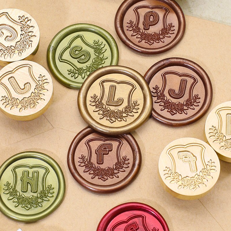 Flower Design DIY 26 Alphabet A To Z Letters Sealing Wax Stamp Brass Head
