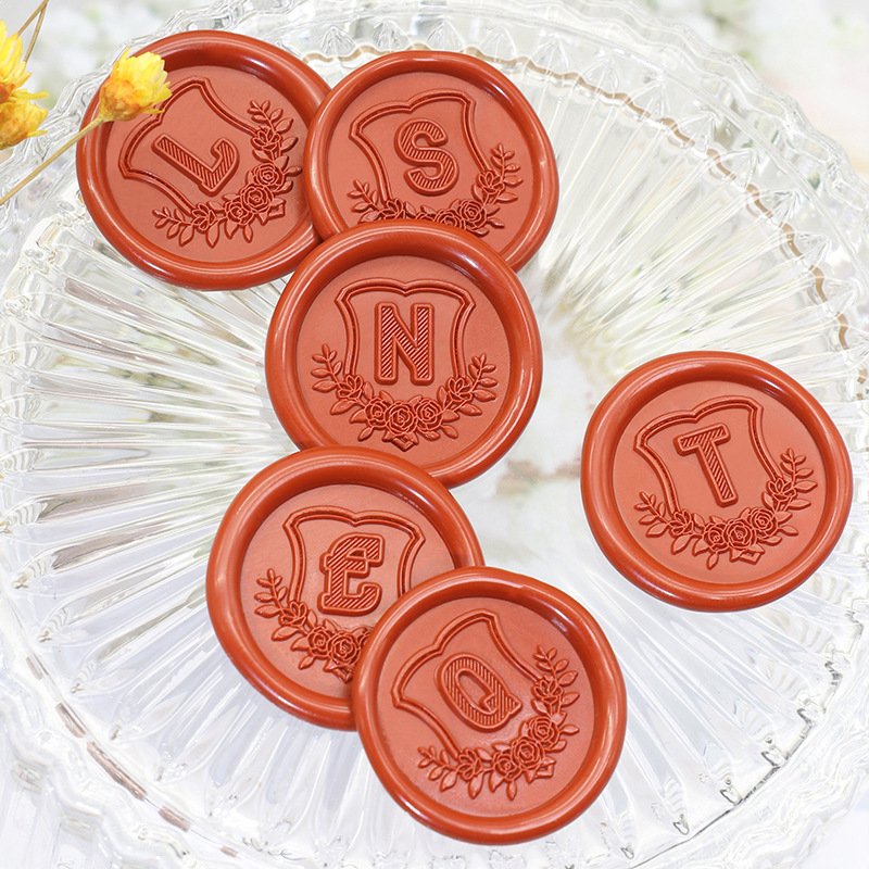 Flower Design DIY 26 Alphabet A To Z Letters Sealing Wax Stamp Brass Head