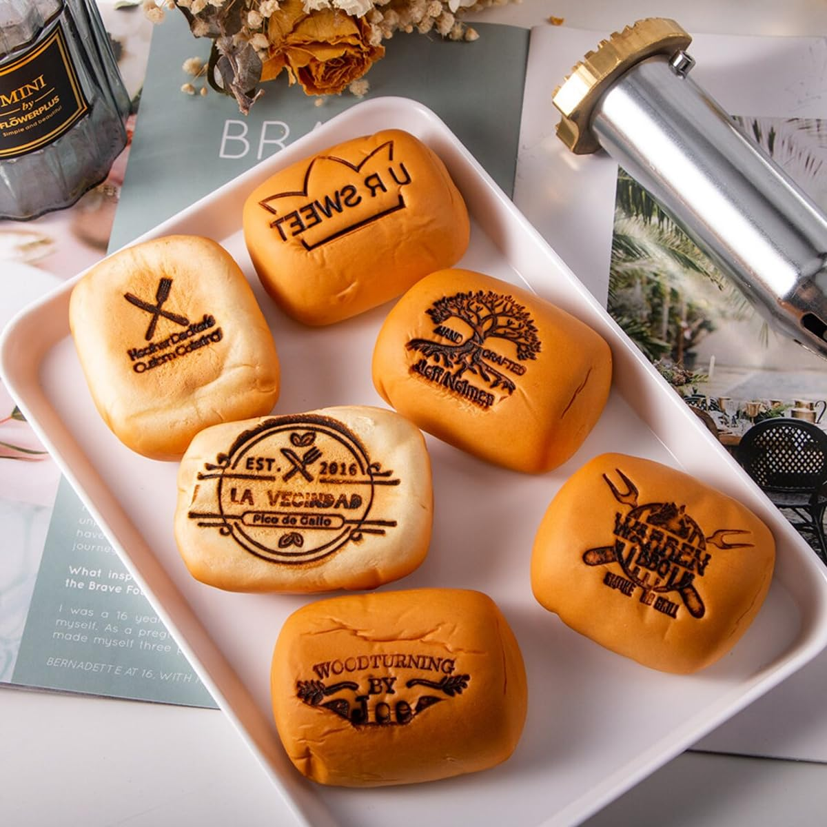 burger bun Stamp OEM Customized gift DIY Personalize Branding Iron Replaceable Head Grilling Tools and STAMP
