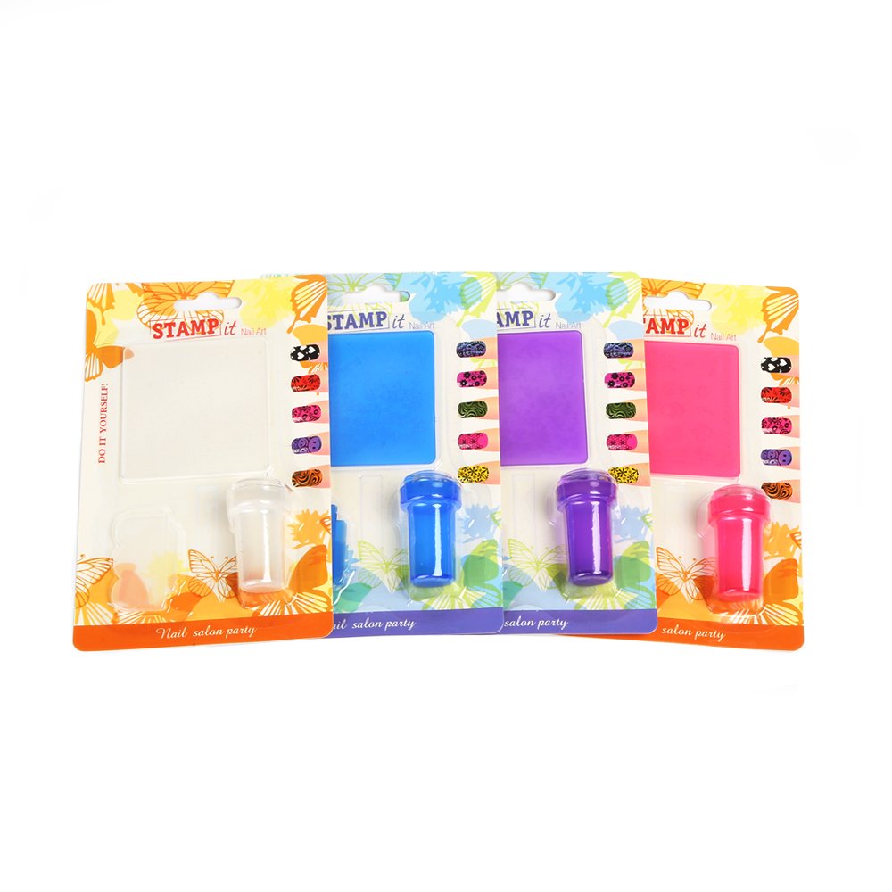 6.2cm Transparent Silicone Nail Art Stamping Tool 6-Color Beauty Nail Seal Kit French Design Plate Polish Stamp Nail Stamper