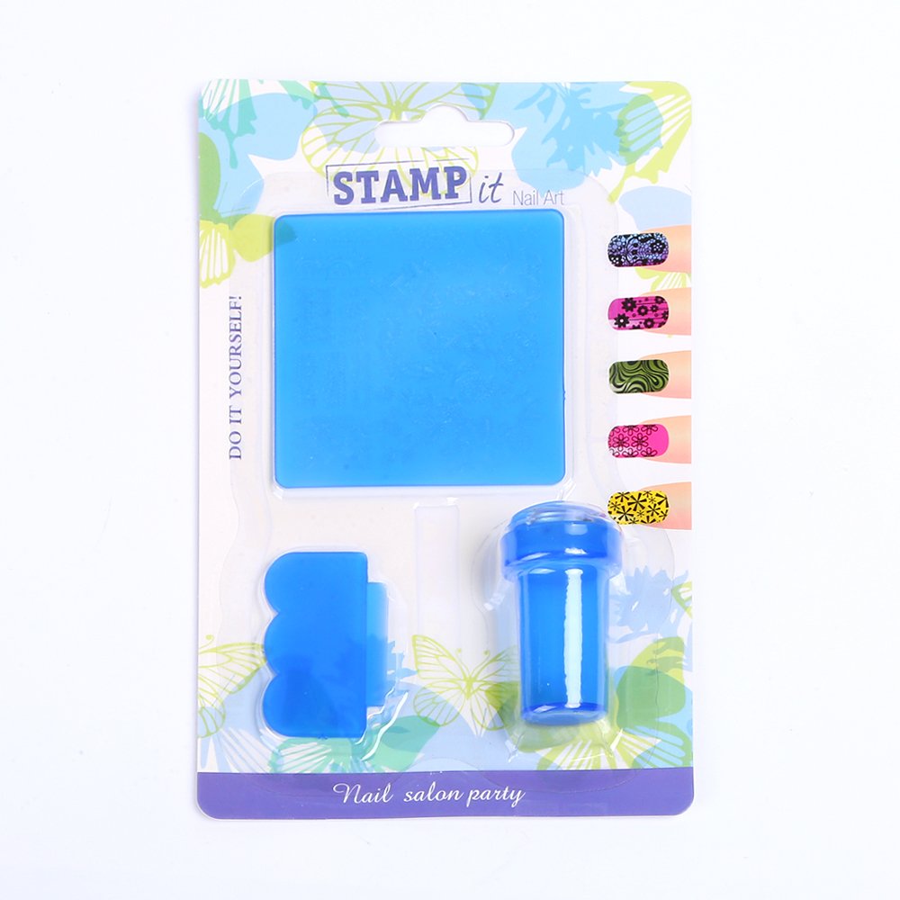 6.2cm Transparent Silicone Nail Art Stamping Tool 6-Color Beauty Nail Seal Kit French Design Plate Polish Stamp Nail Stamper