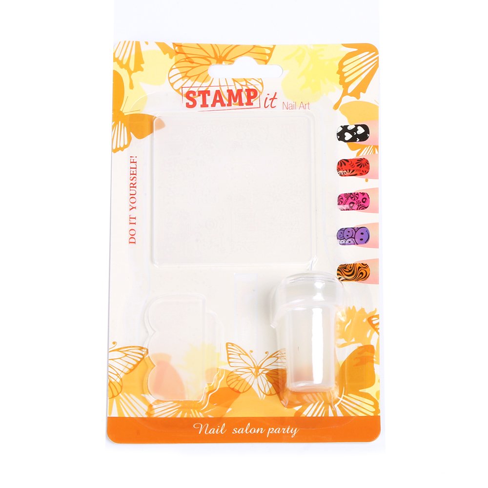 6.2cm Transparent Silicone Nail Art Stamping Tool 6-Color Beauty Nail Seal Kit French Design Plate Polish Stamp Nail Stamper