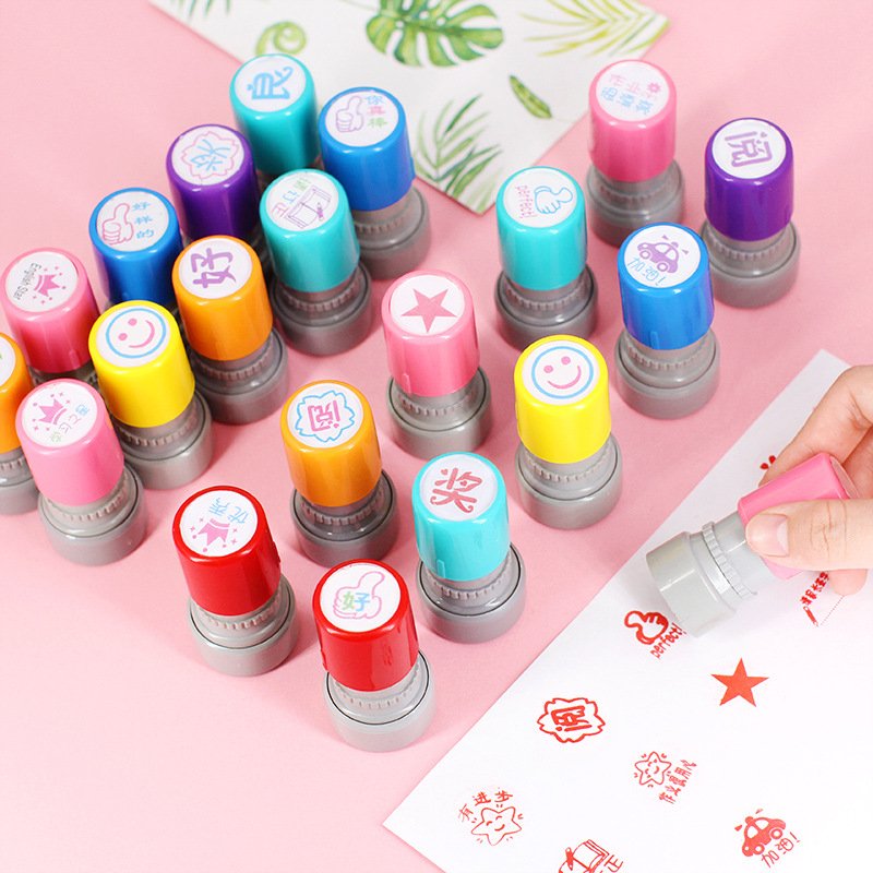Customized Logo Stationery Office Stamper Custom OEM Cartoon Stamp Round Self Plastic Inking Stamps
