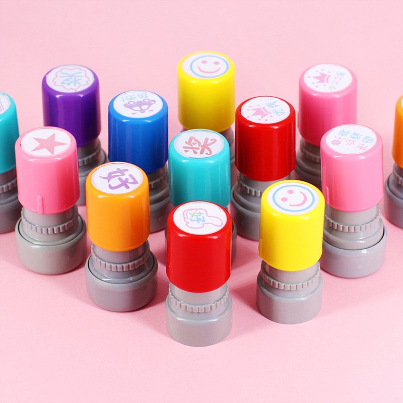 Customized Logo Stationery Office Stamper Custom OEM Cartoon Stamp Round Self Plastic Inking Stamps