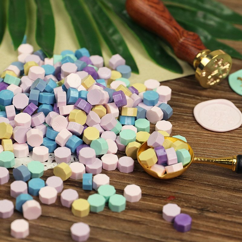 1450pcs Octagon Shape Colorful Plastic Wax Seal Beads Resin Sealing Stamps for Wedding Office DIY Packaged in 500g Per Bags