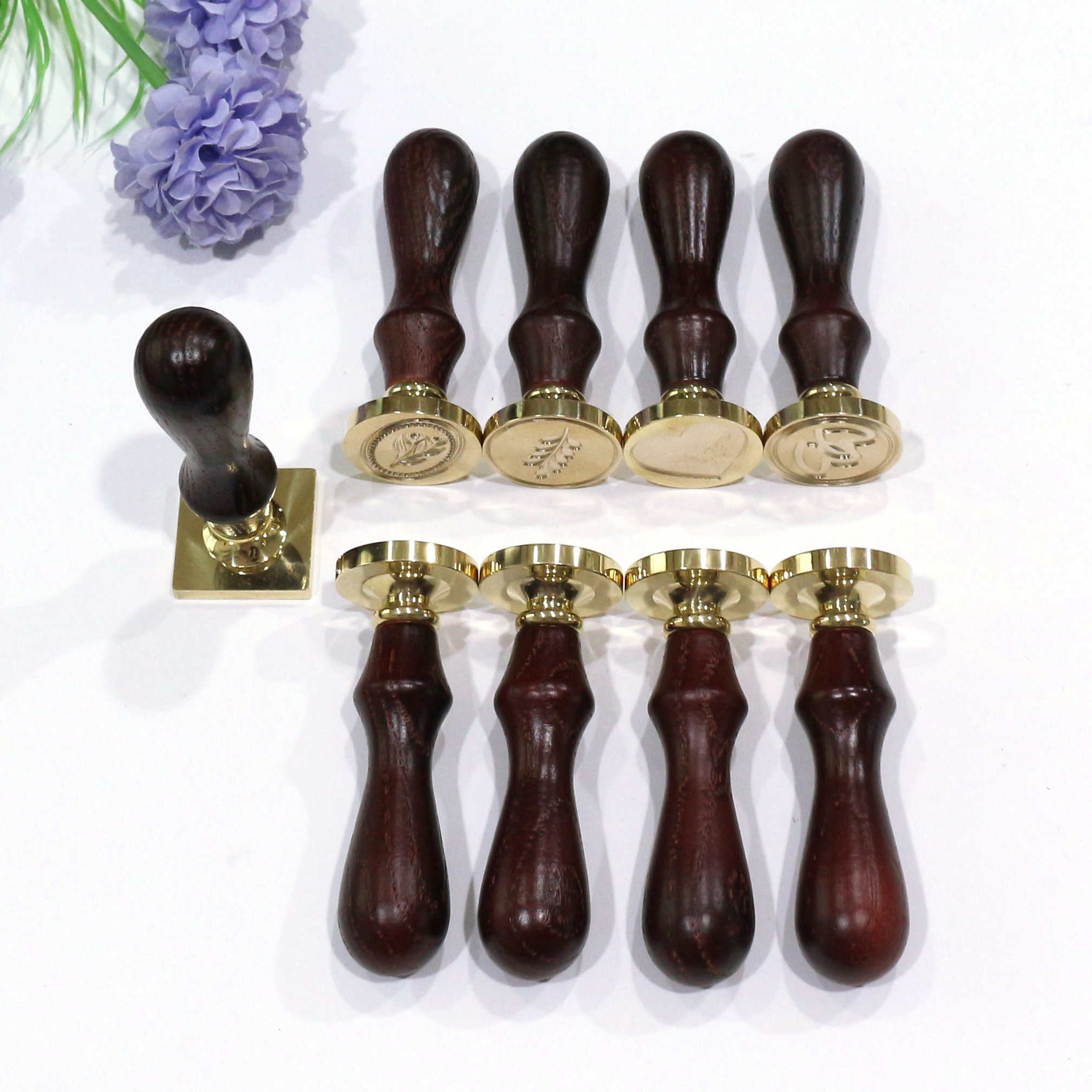 Custom Patterned Seal Wax Stamp with Wooden Handle for Wedding Invitation Envelopes Wax Seal Stamp Set Kit