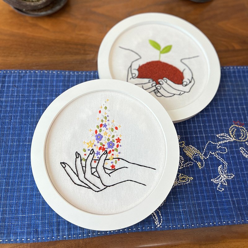 Butterfly Flower Diy Embroidery Needlepoint Kits for Adults with Stamped Embroidery Patterns
