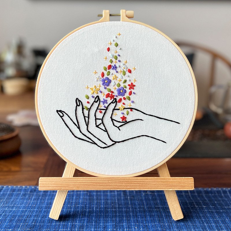 Butterfly Flower Diy Embroidery Needlepoint Kits for Adults with Stamped Embroidery Patterns