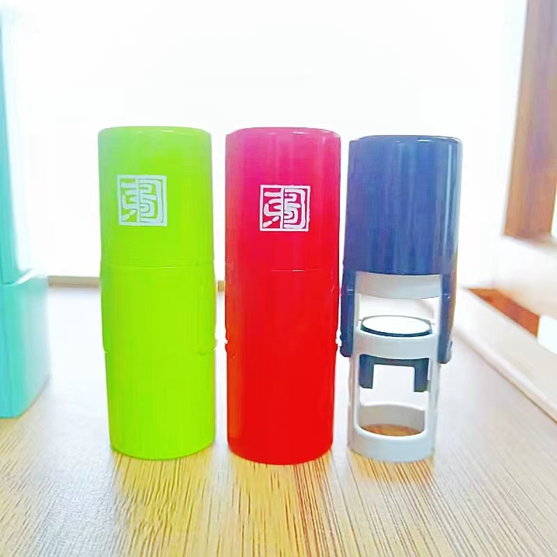 Factory directly sell round 12mm mini pocket self inking rubber plastic handy stamp.