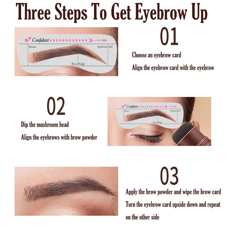 Wholesale korean cosmetics One Step Eyebrow Powder Long Lasting Waterproof Dark Brown Gray Black Eyebrow Stamp Stencil Kit