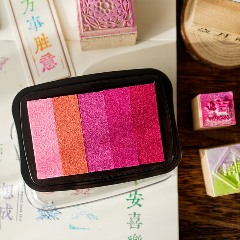 Hot Selling Fingerprint Water Self-Inking Rainbow Stamp Pad Non-Toxic Kids Craft Inking Pad Made Of Plastic
