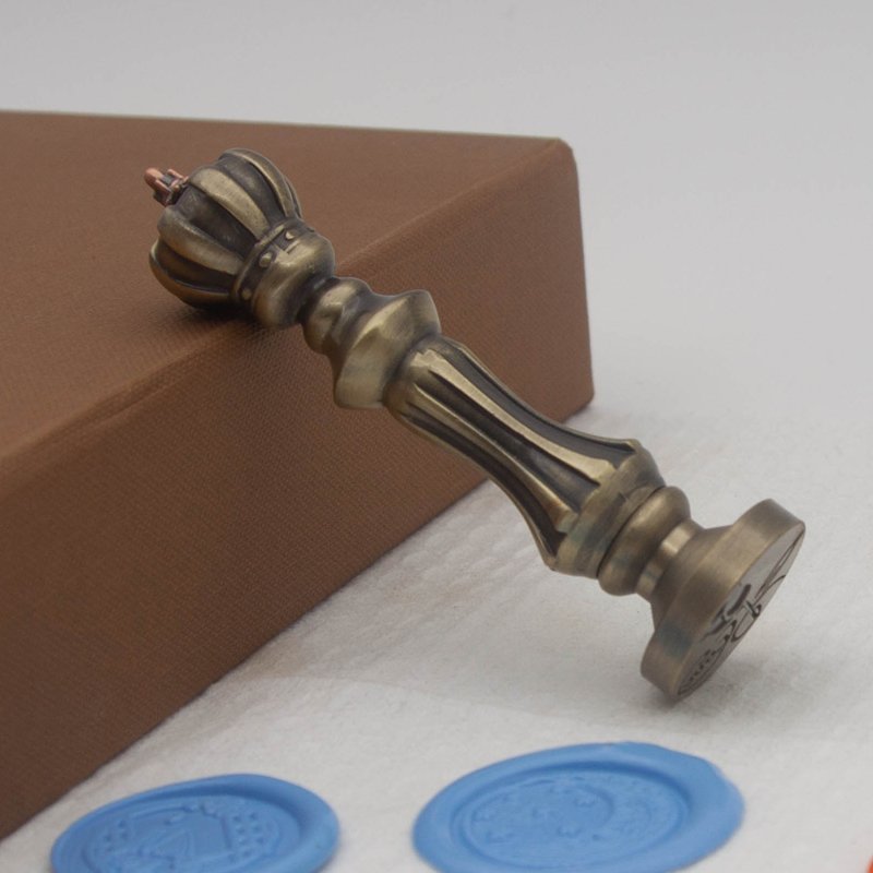 Custom Vintage Copper Antique Electroplated Metal Treatment Crown Wax Seal Stamp Handle