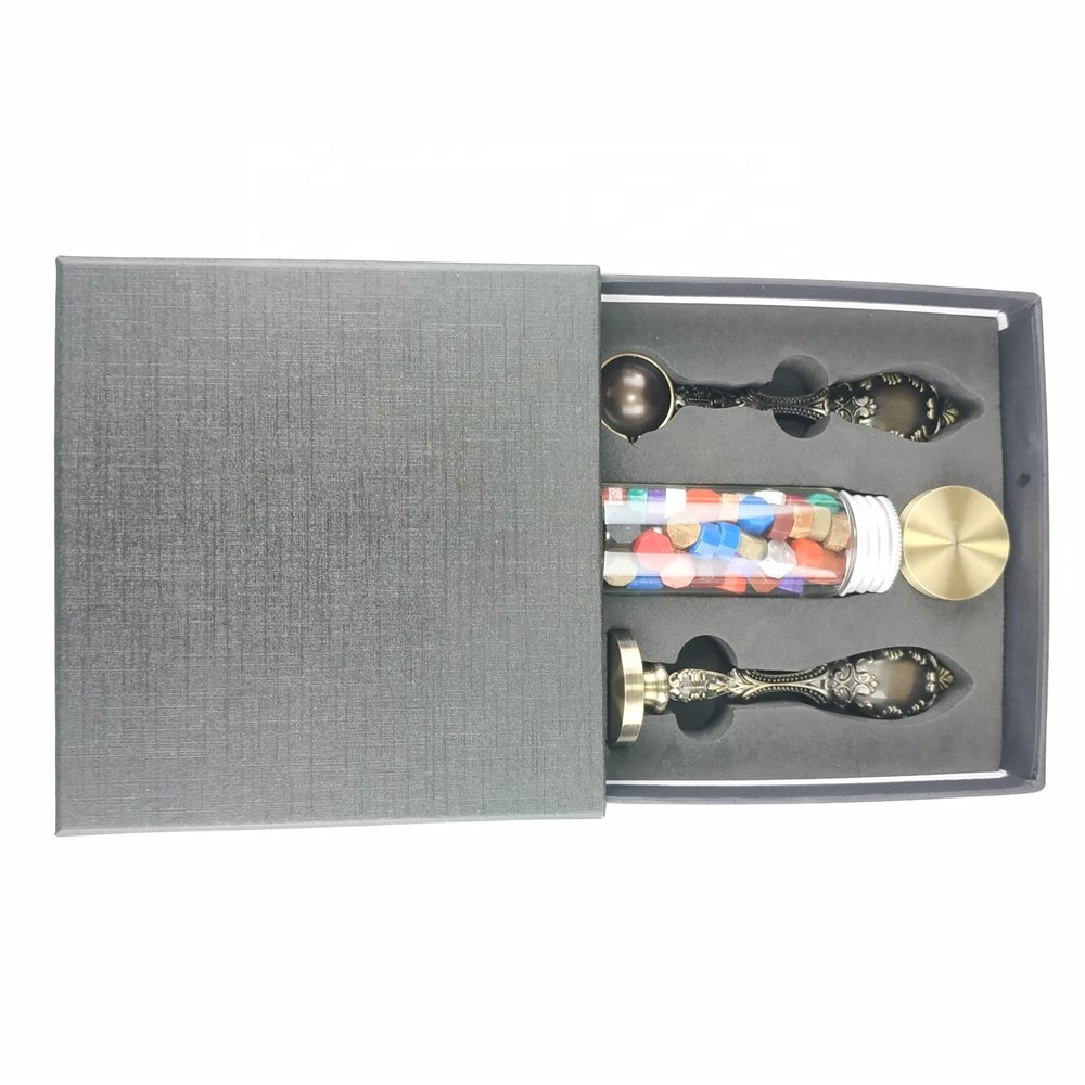 Vintage kraft spoon wax seal stamp set box for wedding invitation sealing