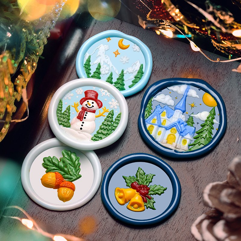 new pattern christmas day series Yellow Brass metal head stamp Holiday gifts Sealing wax Manufacturer wholesale