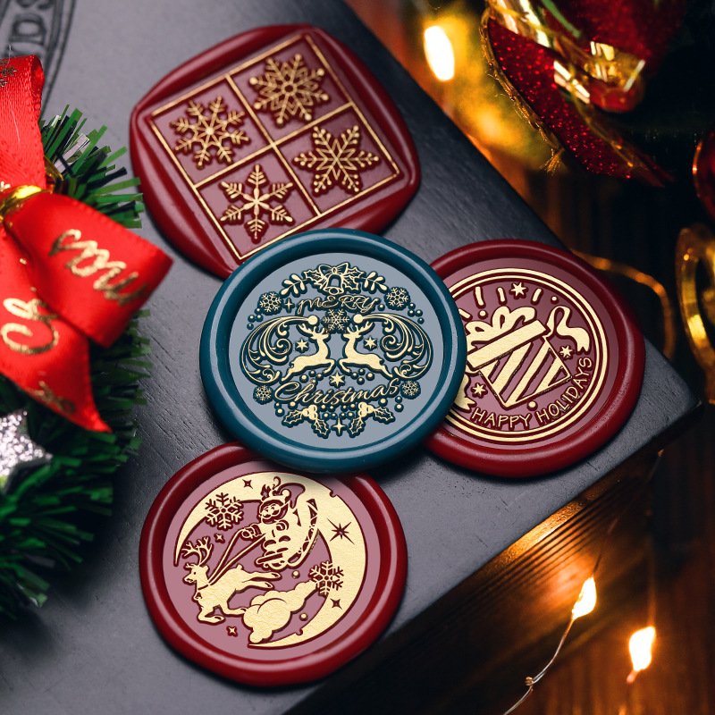 new pattern christmas day series Yellow Brass metal head stamp Holiday gifts Sealing wax Manufacturer wholesale