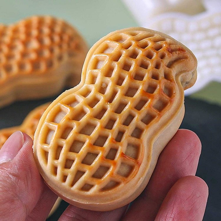 MorSun 50g Hand Press Mooncake Stamps Pastry Tool Plastic Moon Cake Maker with Persimmon/Peanut Shapes Pattern Pieces