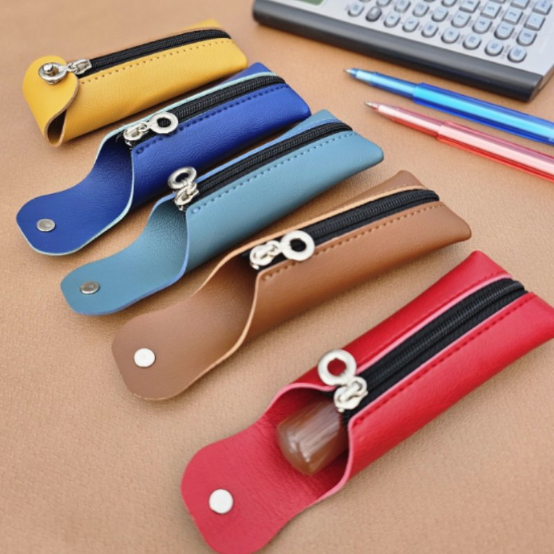 Double Lock Zipper Snap Storage Case with Stamp Mini Makeup Perfume Holder Pouch for Travel